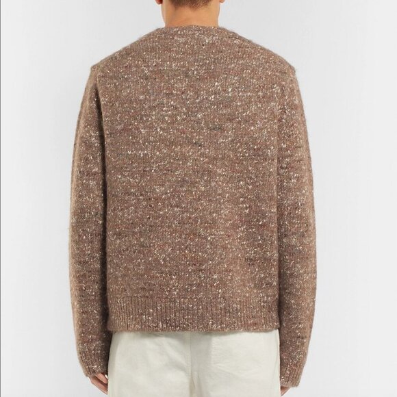 Helmut Lang Panelled Donegal Wool Alpaca and Silk-Blend Men's Sweater Brown XL - Picture 2 of 7